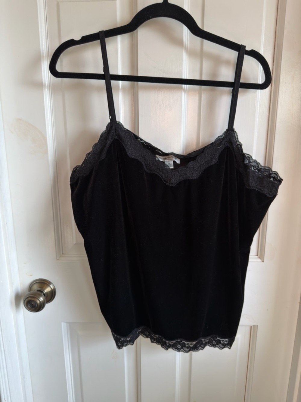 Coldwater Creek Black Lace-Trim Velvet Camisole